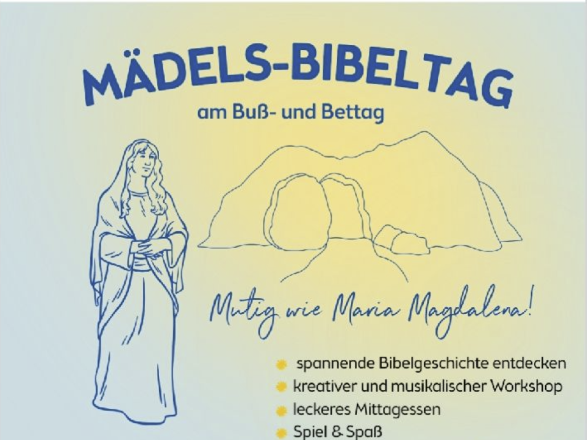 Mädels-Bibeltag am Buß- und Bettag im Pfarrhof Apfeldorf mit Workshops und Spielen für Mädchen ab der 4. Klasse.